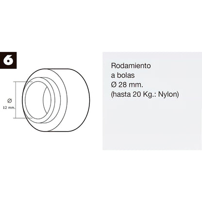 Rodamiento Persiana Ø 12-28mm (Nylon)