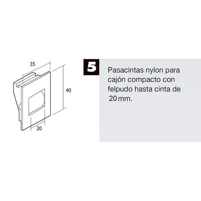 Pasacintas Persiana Compacto Rodillo Metal Cinta Hasta 20 mm.