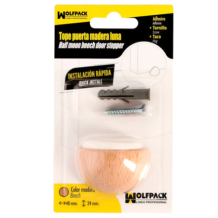 Half Moon Oak Wood Adhesive Door Stop