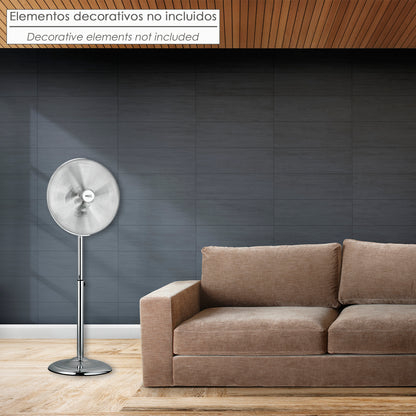 Pedestal fan Ø 44.5 cm. Height 130 cm. 60 watt. Oscillating fan. Silent pedestal fan. Air circulator.