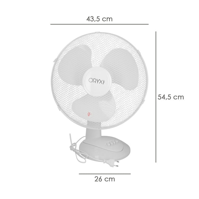 Ventilador Sobremesa Blanco 45 Watt 3 Velocidades.
