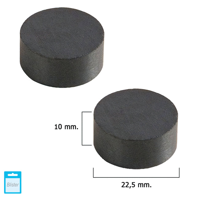 Wolfpack Ferrite Round Magnet Ø 22.5x10 mm. (Blister 2 Pieces)