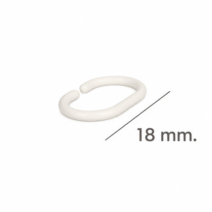 Anillas Para Cortinas de Ducha Oval. Anilla Baño Oval 18 mm. Blanca (Bolsa 100 Unidades)
