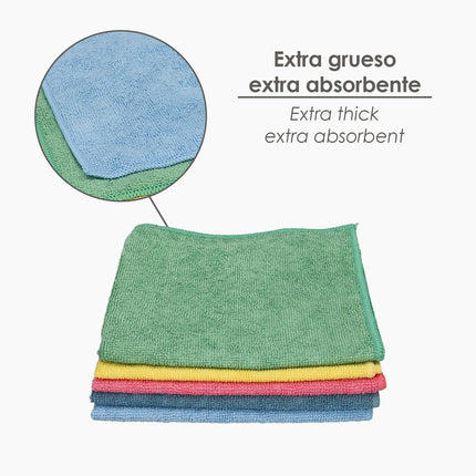 Paño Microfibra 35 x 40 cm / 250 Gramos (Pack 5 Piezas)