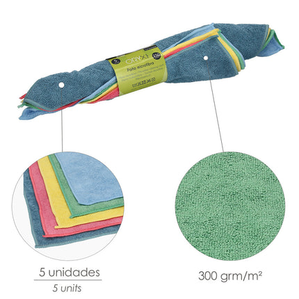 Paño Microfibra 35 x 40 cm / 300 Gramos (Pack 5 Piezas)