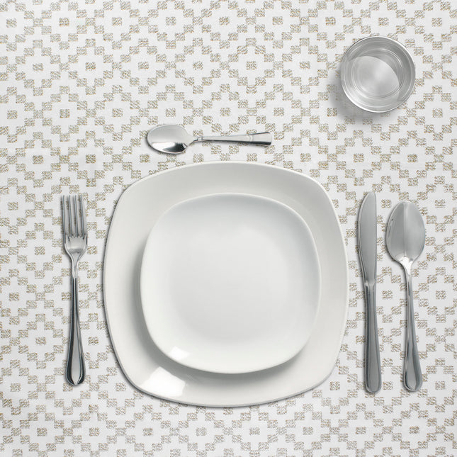 Toalha de mesa retangular ZigZag, impermeável e resistente a manchas, em PVC, 140 x 250 cm. Cortável para uso interno e externo.