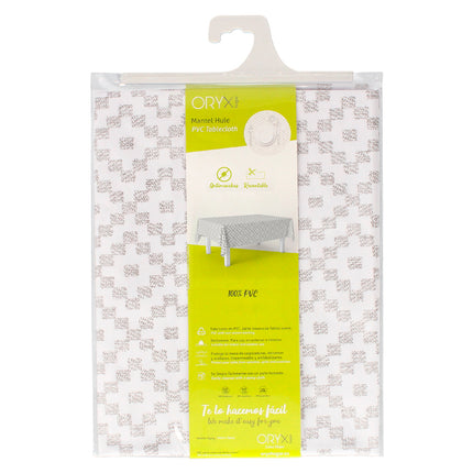 Mantel Hule Rectangular ZigZag Impermeable Antimanchas PVC 140x250 cm.  Recortable Uso Interior y Exterior