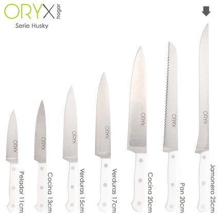Faca de Presunto Husky 25 cm. Lâmina de Aço Inoxidável, Faca de Presunto, Faca de Corte de Presunto com Cabo Branco Ergonômico