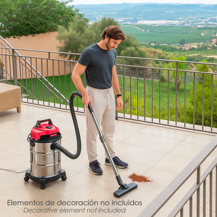 Aspirador Inoxidable 30 Litros / 1400 Watt. Interruptor Sincronizado.