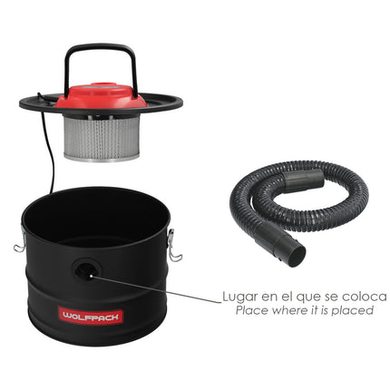 Mangueira para aspirador de cinzas com lança para aspirador de cinzas Wolfpack de 1200 watts. 15 litros (Código 07010550)