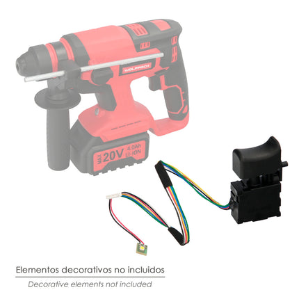 Interruptor Martillo SDS PLUS A Bateria 20 Volt. Con Bateria 4.0 Ah. . Codigo 07021670