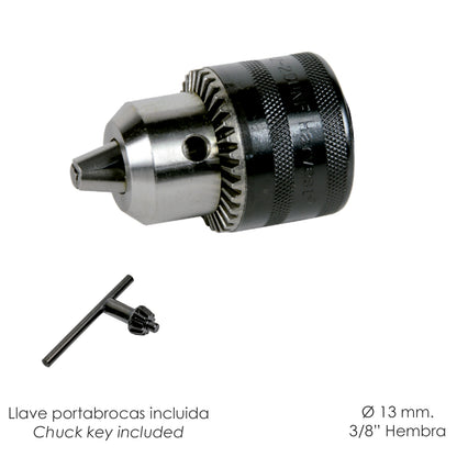 Portabrocas Con Llave 13 mm. 3/8 Hembra