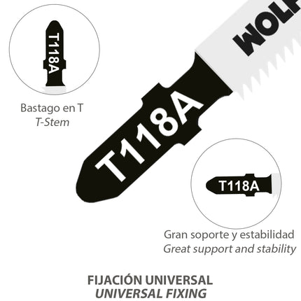 Lâmina de serra tico-tico fina de metal HSS 21 TPI de 5 peças