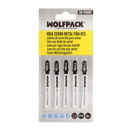 Lâmina de serra tico-tico fina de metal HSS 21 TPI de 5 peças