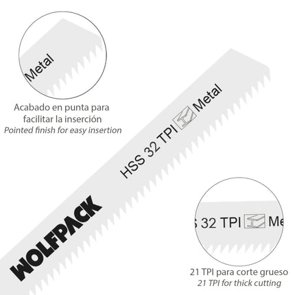 Lâmina de serra tico-tico de metal extrafina, 5 peças HSS 32 TPI
