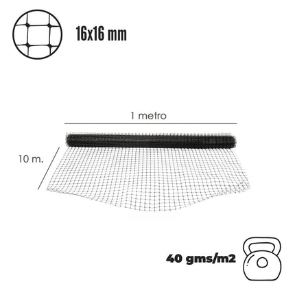 Malla Protectora Avicola BOP 16 x 16 mm. 50 gramos/m2. 1m. x 10 m.