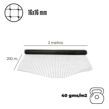 Malla Protectora Avicola BOP 16 x 16 mm. 50 gramos/m2. 2 m. x 200 m.