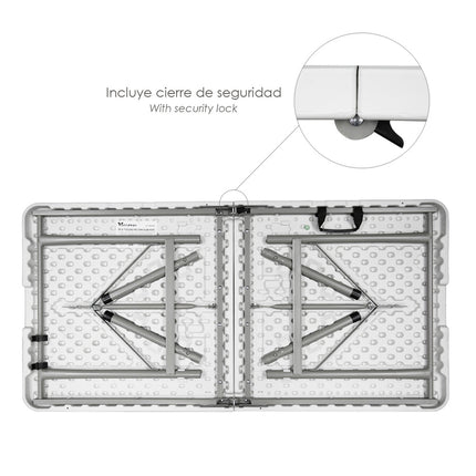 Mesa Plegable Rectangular HDPE 122x61x74 cm. Color Blanco