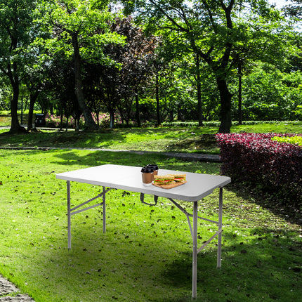 Mesa Plegable Rectangular HDPE 122x61x74 cm. Color Blanco