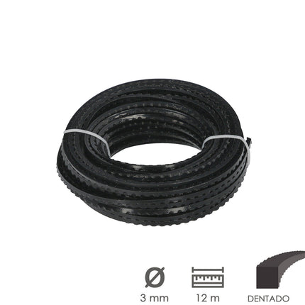 Hilo Nylon / Aluminio Dentadado Cuadrado Profesional Ø 3,0 mm. (Rollo 12 metros)