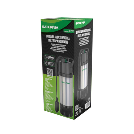 Multistage Submersible Clean Water Pump 1000 W. 5,200 liters/hour, Depth 7 meters, Elevation 35 meters. Max Pressure: 3.5 Bars