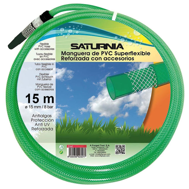 Reinforced Latflex Hose 15 mm - 5/8" Roll 15 Meters with Accessories