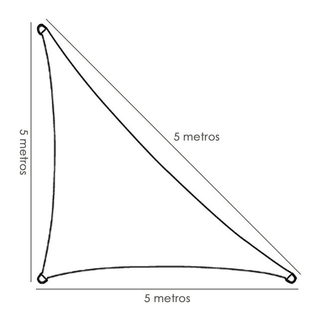 Beige Triangular Garden Shade Sail Awning 5.0 x 5.0 meters.