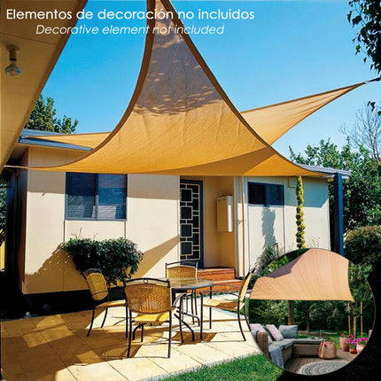 Toldo Vela Sombra Jardin Triangular Beige 5,0 x 5,0 metros.