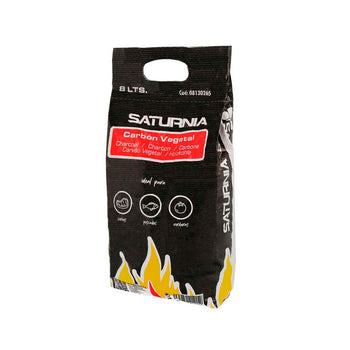 Bolsa Carbon Vegetal Para Barbacoas 8 Litros (1,75 Kg. Aprox) Carbon Duradero y Trozos de Gran Tamaño,