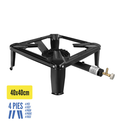 Hornillo Gas 4 Pies 40x40 cm. Potencia 7.000 Watts.