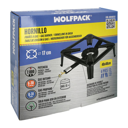 Hornillo Gas 4 Pies 40x40 cm. Potencia 7.000 Watts.