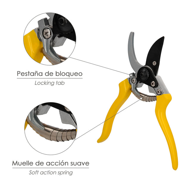 Tijeras Podar 1 Mano Japonesa Akagi T-8S  220 mm. Mangos Aluminio Endurecido, Hoja Recubierta PTFE