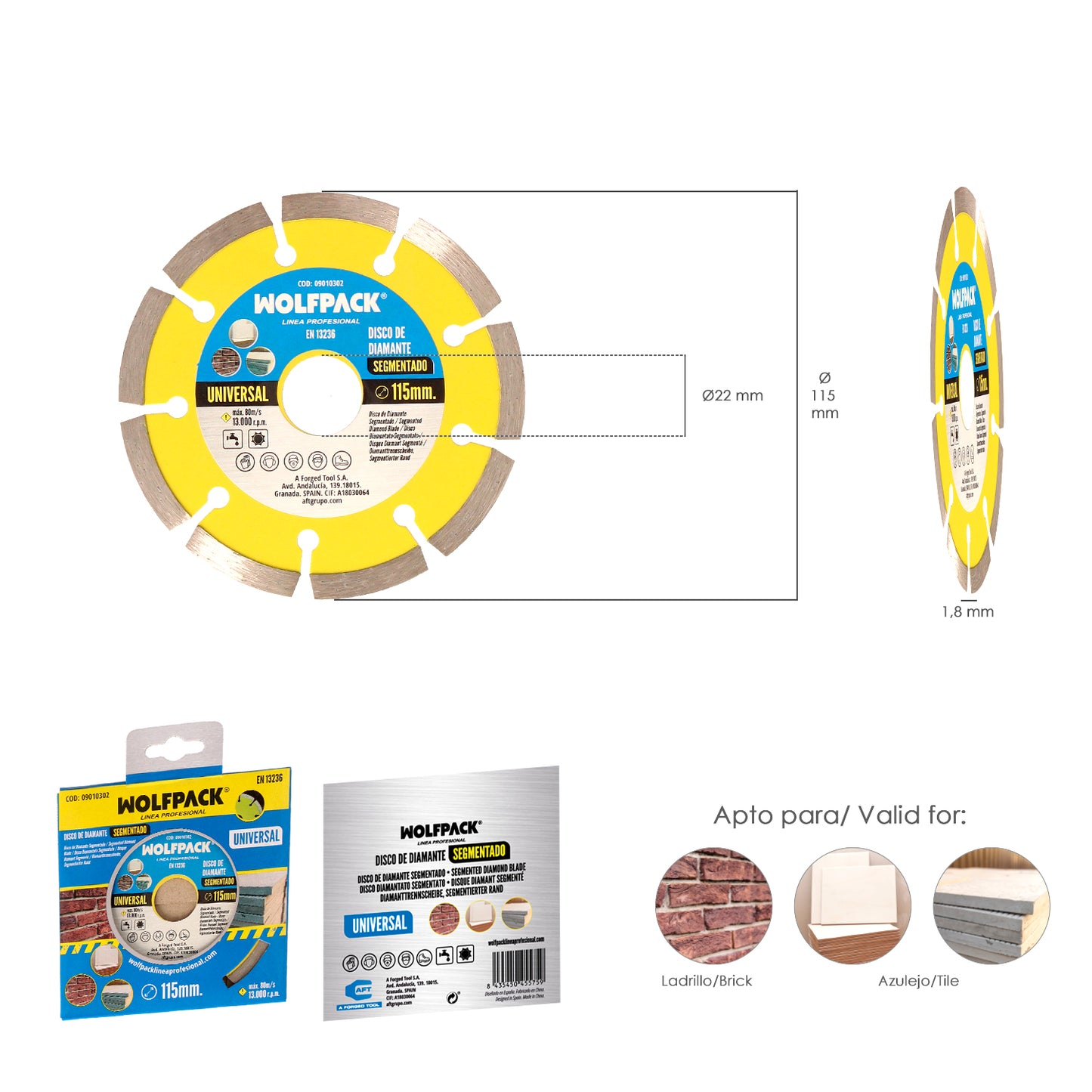 Diamond Disc 115 mm. General Work Continuous