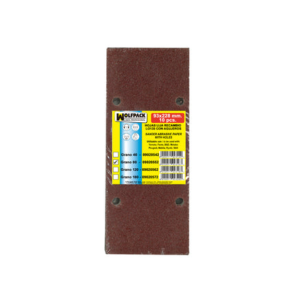 Lija Recambio Con Velcro 93x228 mm. con Agujeros Grano  80 (10 Piezas)