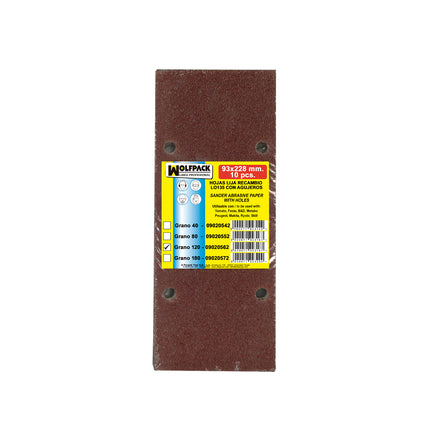 Replacement Sandpaper With Velcro 93x228 mm. With Holes Grit 120 (10 Pieces)