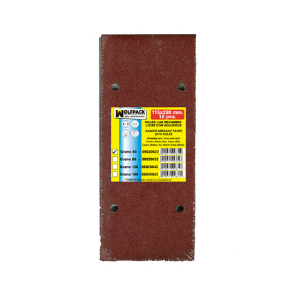 Sandpaper Replacement With Velcro 115x280 mm. With Holes Grit 40 (10 Pieces)