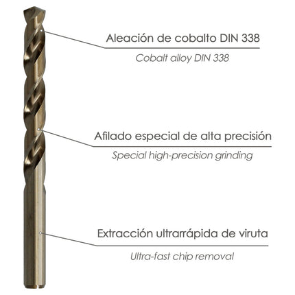 Broca Cobalto Hss Cilindrica 1,00 mm. Blister 2 Unidades.