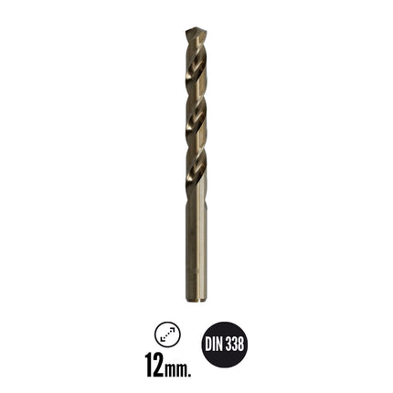 Broca Cobalto Hss Cilindrica 12,00 mm. Blister 1 Unidad.