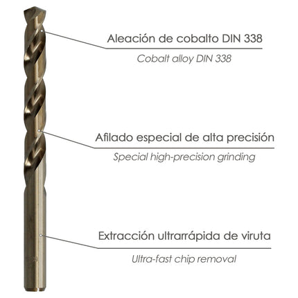 Broca Cobalto Hss Cilindrica 12,00 mm. Blister 1 Unidad.