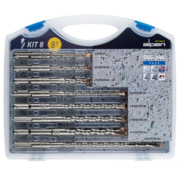 Estojo para brocas Alpen SDS Plus, kit com 8 peças