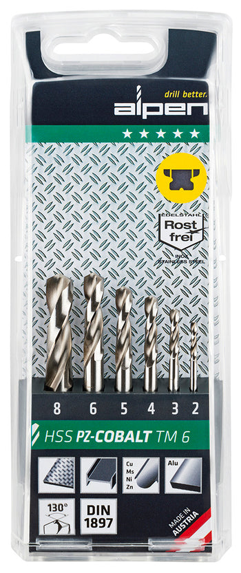Conjunto de Brocas Alpen Cobalto Nirosta 6 Peças