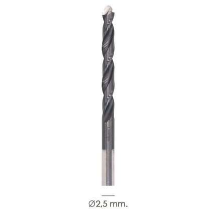 Broca Alpen Hss Metal Head Ø 2,50 mm. Tecnologia PEC 3 Filos Corte, Antideslizante, Vastago 3 Caras, Mas Rapida, Menor Esfuerzo - 2.50 mm.