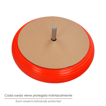 Rueda Carretilla Obra / Jardin Maciza Llanta Acero "Plus" Naranja Impinchable, Para Eje Ø 19 mm Rueda Ø 35 cm