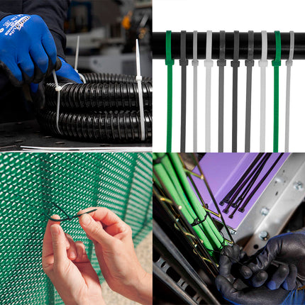 100% Nylon Cable Tie. Black Color 7.5 x 360 mm. Bag of 100 units. Plastic Clamp, Cable Organizer, High Resistance