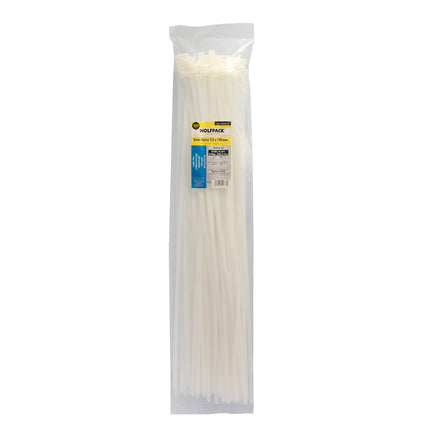 100% Nylon Cable Tie. White / Natural Color 9.0 x 780 mm. 100 Pieces. Plastic Clamp, Cable Organizer, High Resistance