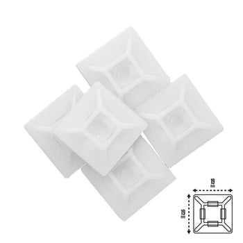Base Adhesiva Para Bridas 19x19 mm. Blanca Bolsa 100 Unidades
