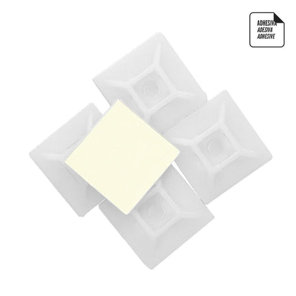 Base Adhesiva Para Bridas 19x19 mm. Blanca Bolsa 100 Unidades