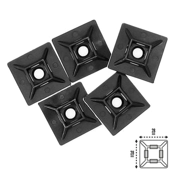 Base Adhesiva Para Bridas 28x28 mm. Negra Bolsa 100 Unidades