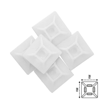 Adhesive Base for Cable Ties 28x28 mm. White Bag of 100 Units