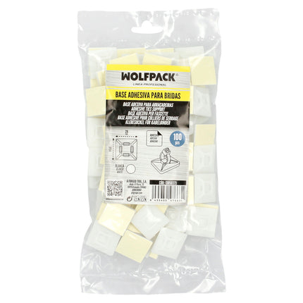 Adhesive Base for Cable Ties 28x28 mm. White Bag of 100 Units